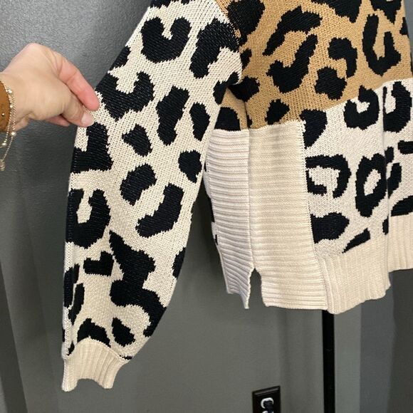 Nine West leopard Print Knit Sweater Tunic Turtleneck - Picture 5 of 14